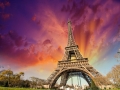 Wonderful view of Eiffel Tower in Paris. La Tour Eiffel with sun