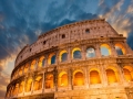 Wonderful view of Colosseum in all its magnificience - Autumn sunset in Rome