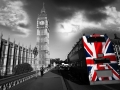 Big Ben with city bus in London, UK