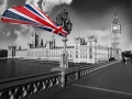 Big Ben with flag of England, London, UK