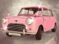 Pequeño coche de época rosa